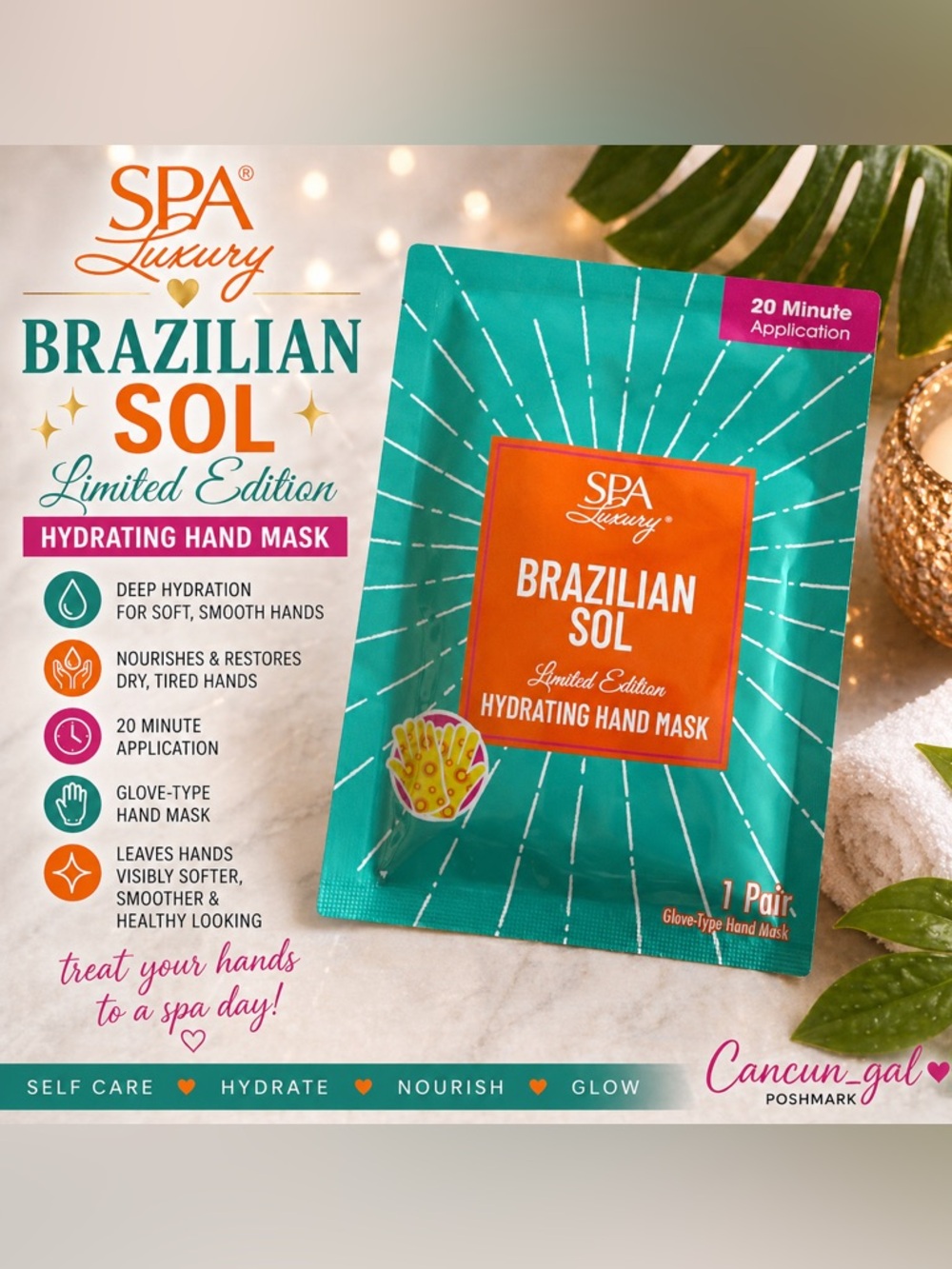 Spa Luxury Brazilian Sol Hydrating Hand Mask Limited Edition NEW